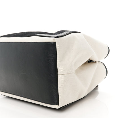 Balenciaga Cotton Canvas Satin Calfskin M Navy Cabas Natural Black 12 of 12