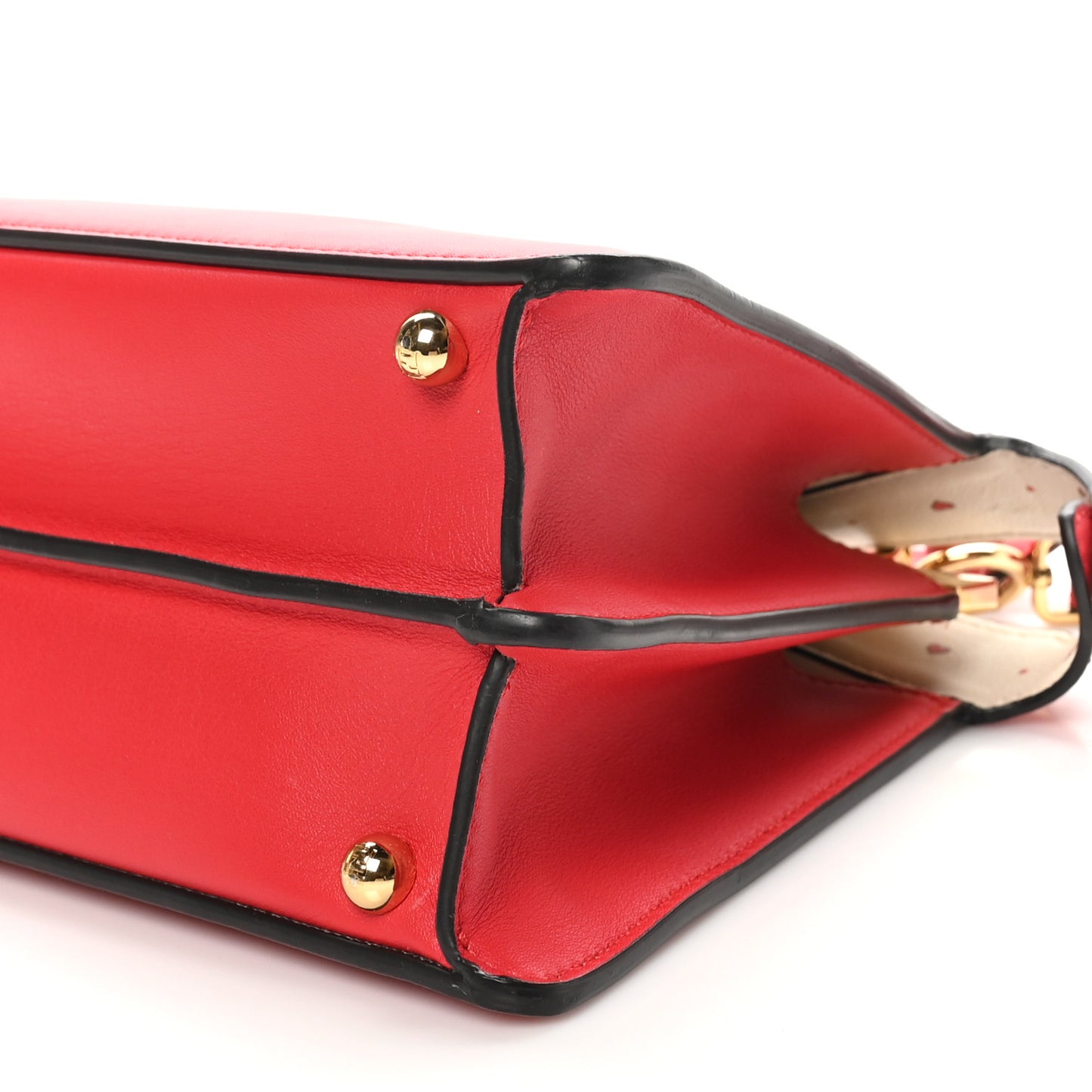 Vitello Seta Nappa Chinese Valentines Day Karligraphy Small Peekaboo I SEE U Satchel Rosso Cardinale Panna