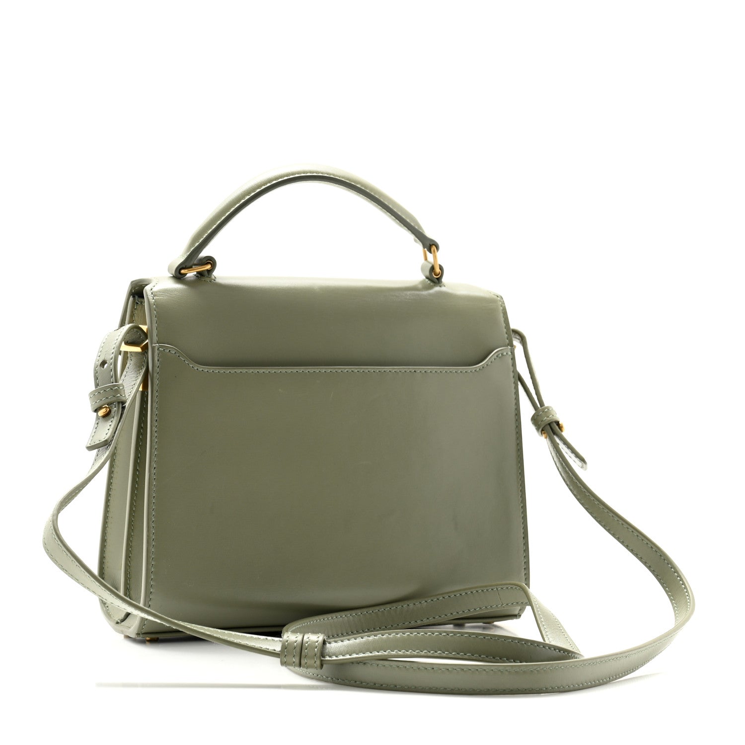 Saint Laurent Calfskin Mini Classic Monogram Cassandra Top Handle Light Sage 3 of 11