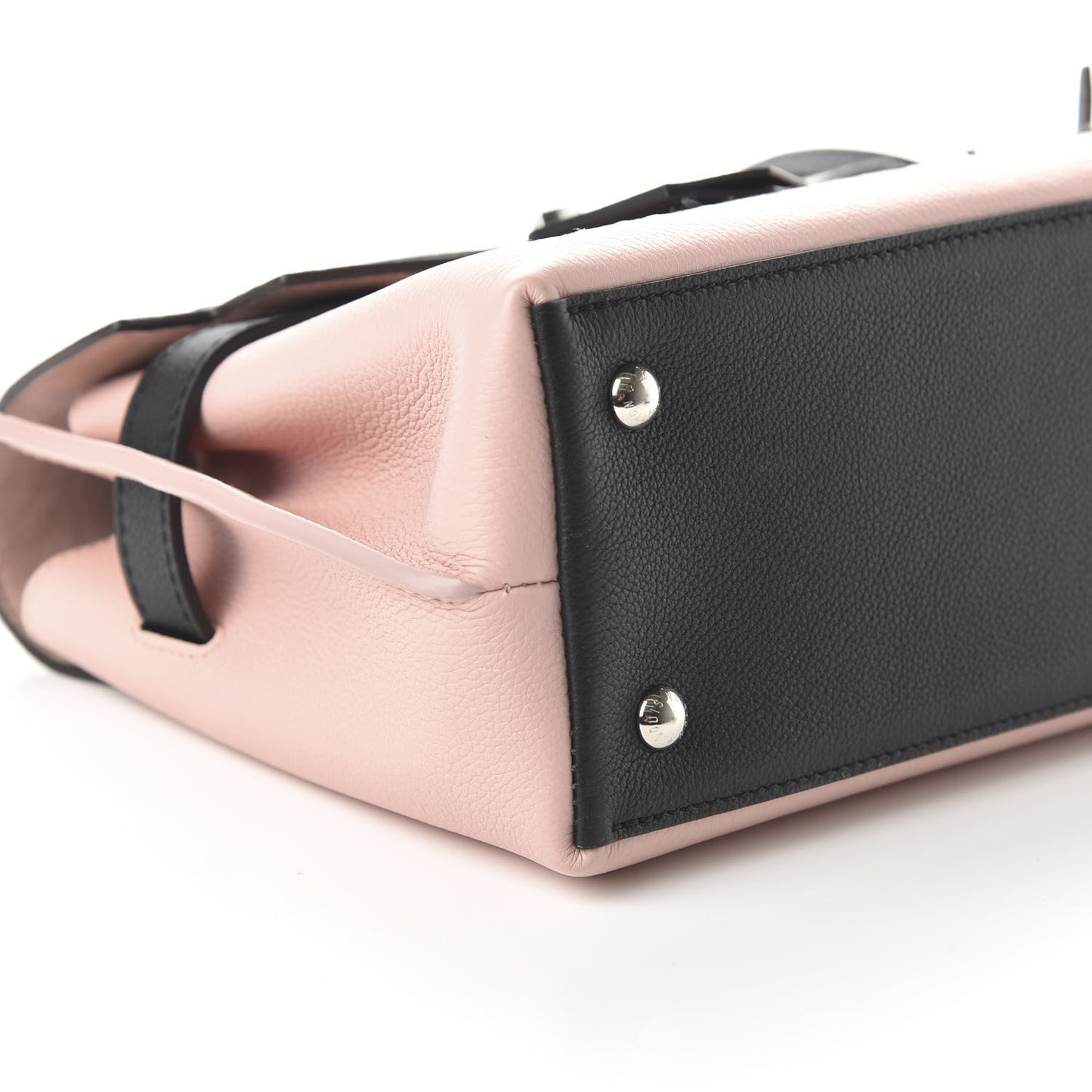 Soft Calfskin Embroidered Lockme Ever BB Rose Pink Snow White Black