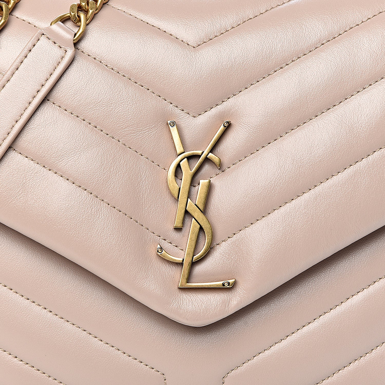 Saint Laurent Calfskin Y Quilted Monogram Medium Loulou Chain Satchel Light Natural 10 of 10