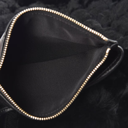 Chanel Rabbit Fur Quilted Embellished Shopping Tote Black 7 of 11