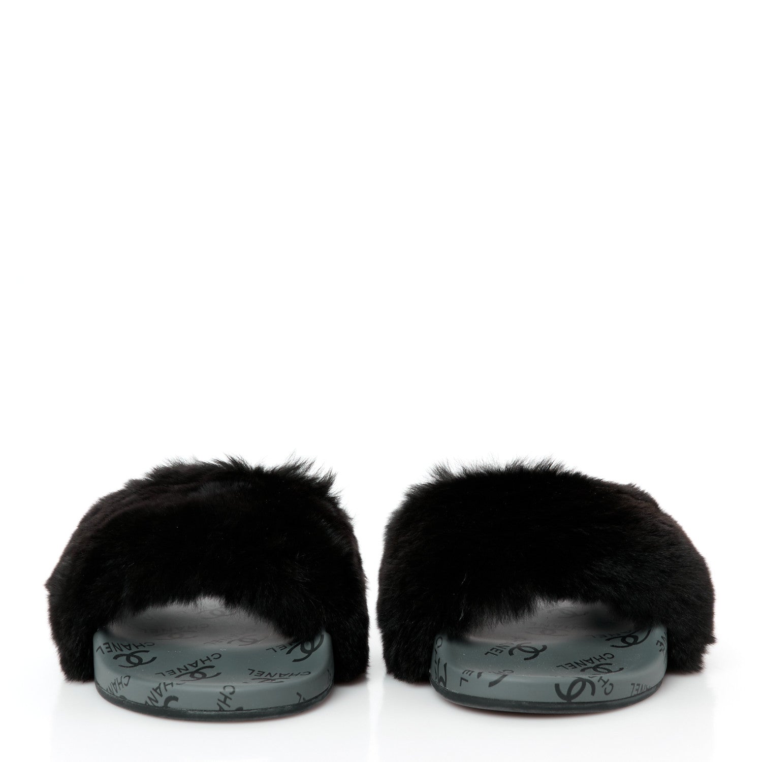 Chanel Orylag Rabbit Fur Mules 38 Black 2 of 9