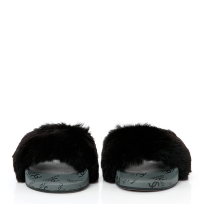 Chanel Orylag Rabbit Fur Mules 38 Black 2 of 9