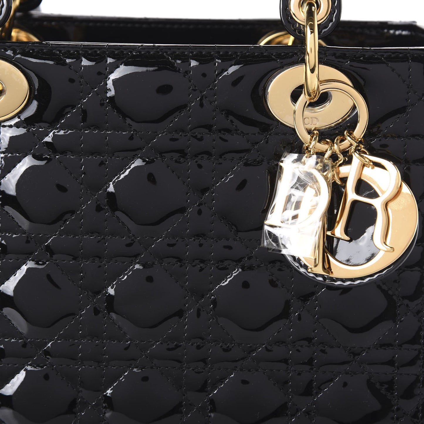 Patent Cannage Medium Lady Dior Black