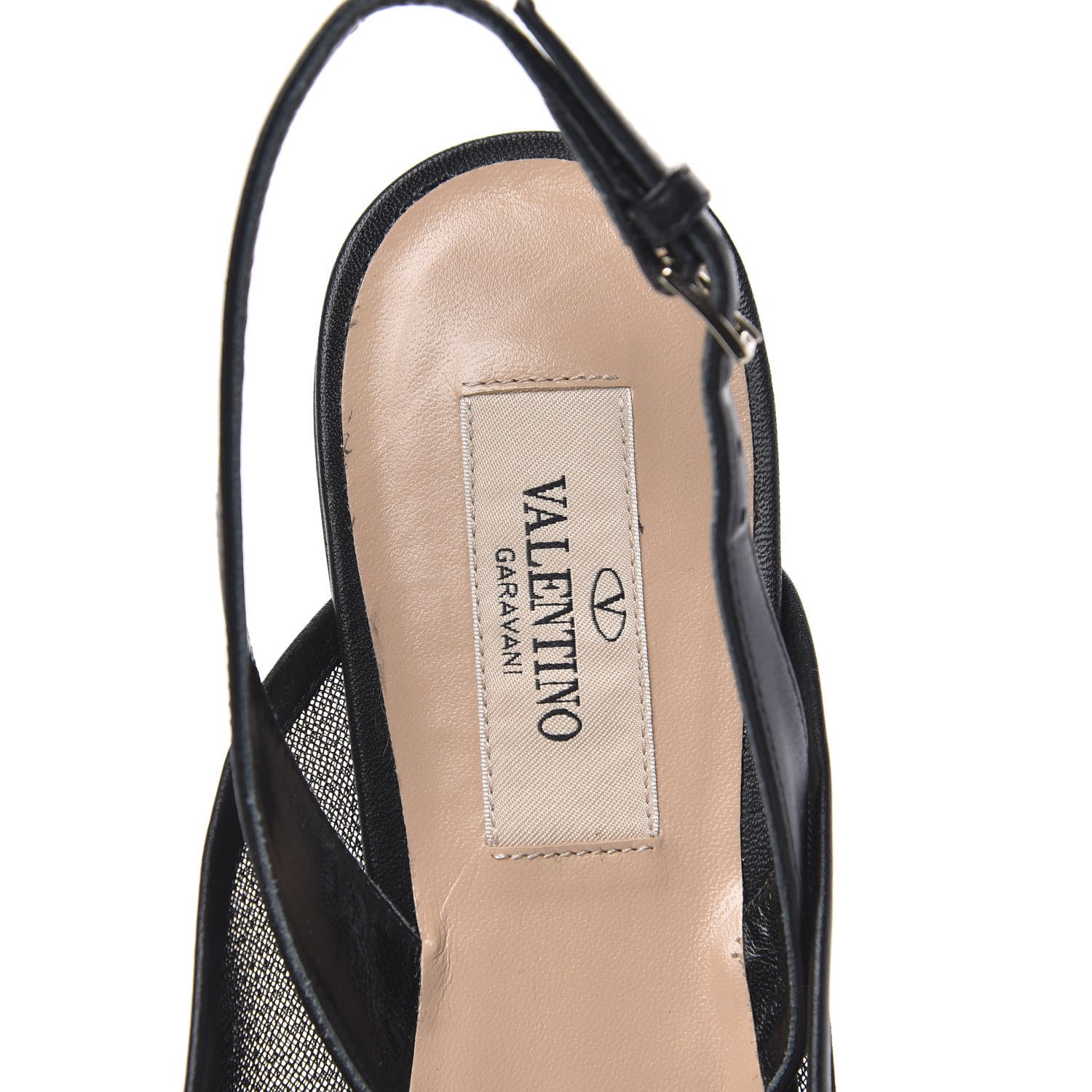 Valentino Garavani Mesh Shining Rockstud Slingback Flats 36 Black 6 of 9