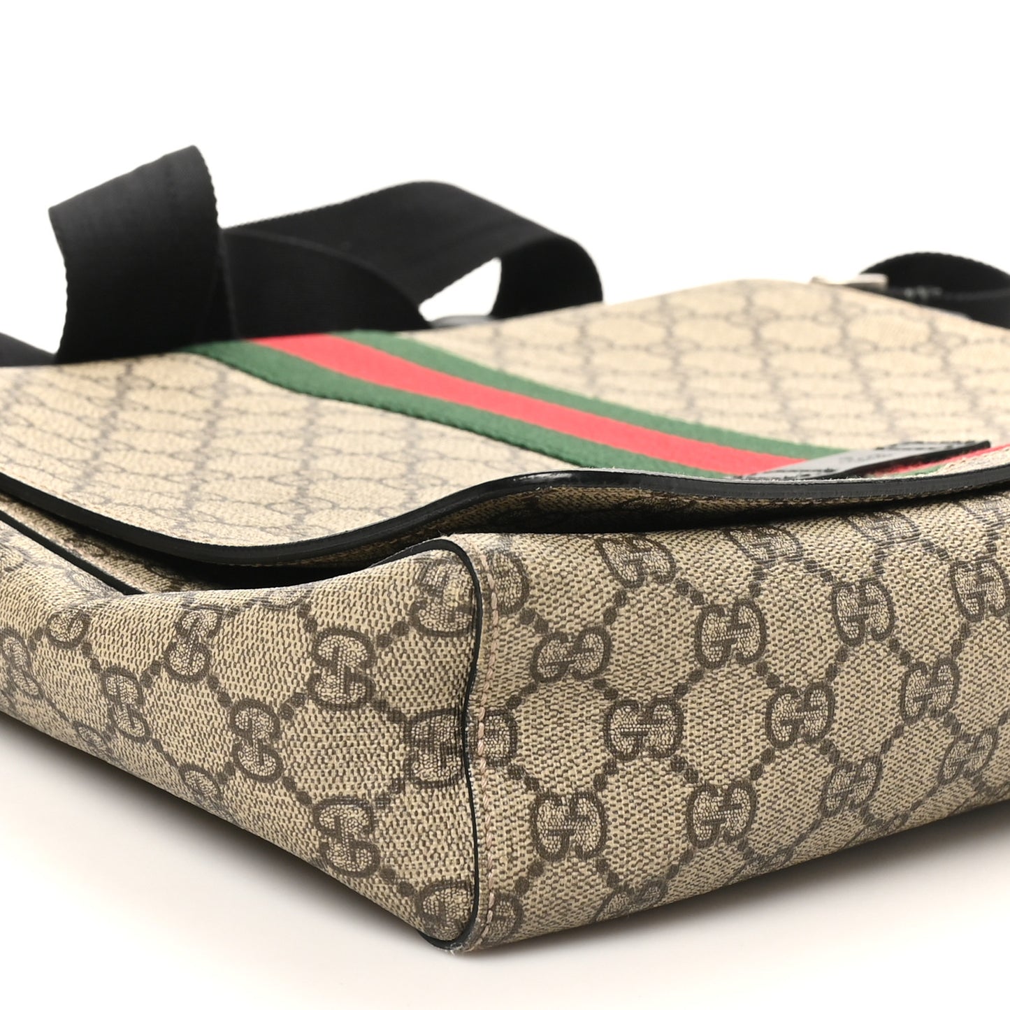 GG Supreme Monogram Web Flap Messenger Bag Black