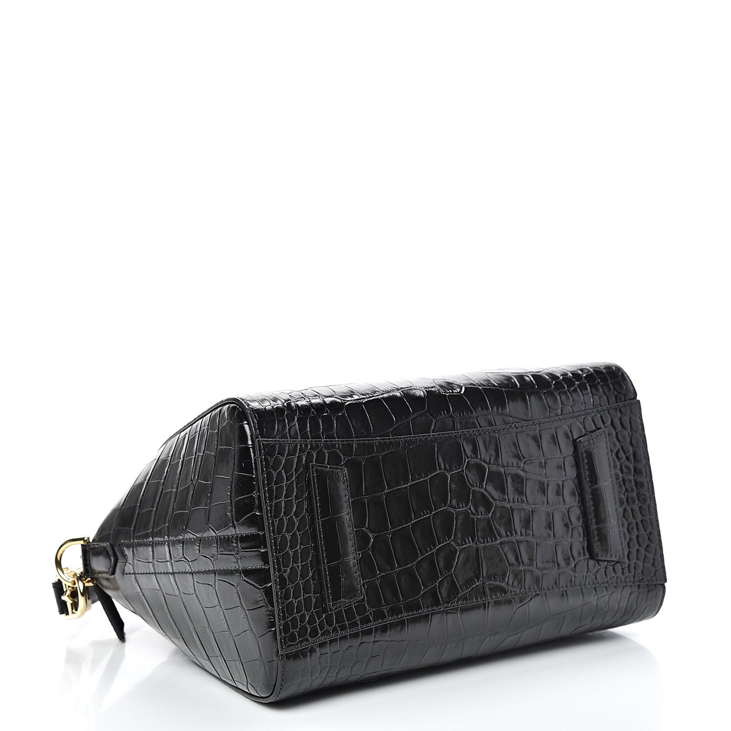 Calfskin Crocodile Embossed Small Antigona Black