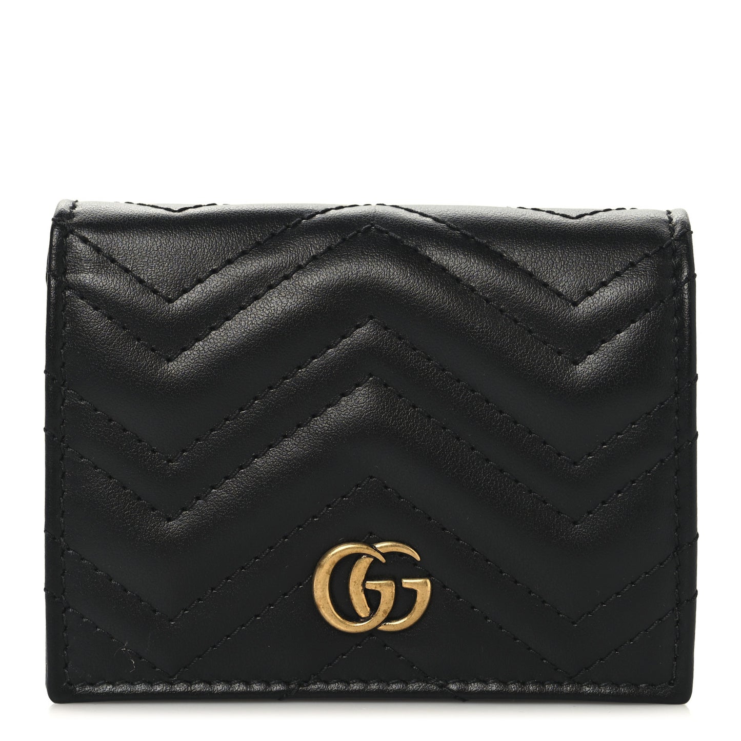 Calfskin Matelasse GG Marmont Card Case Wallet Black
