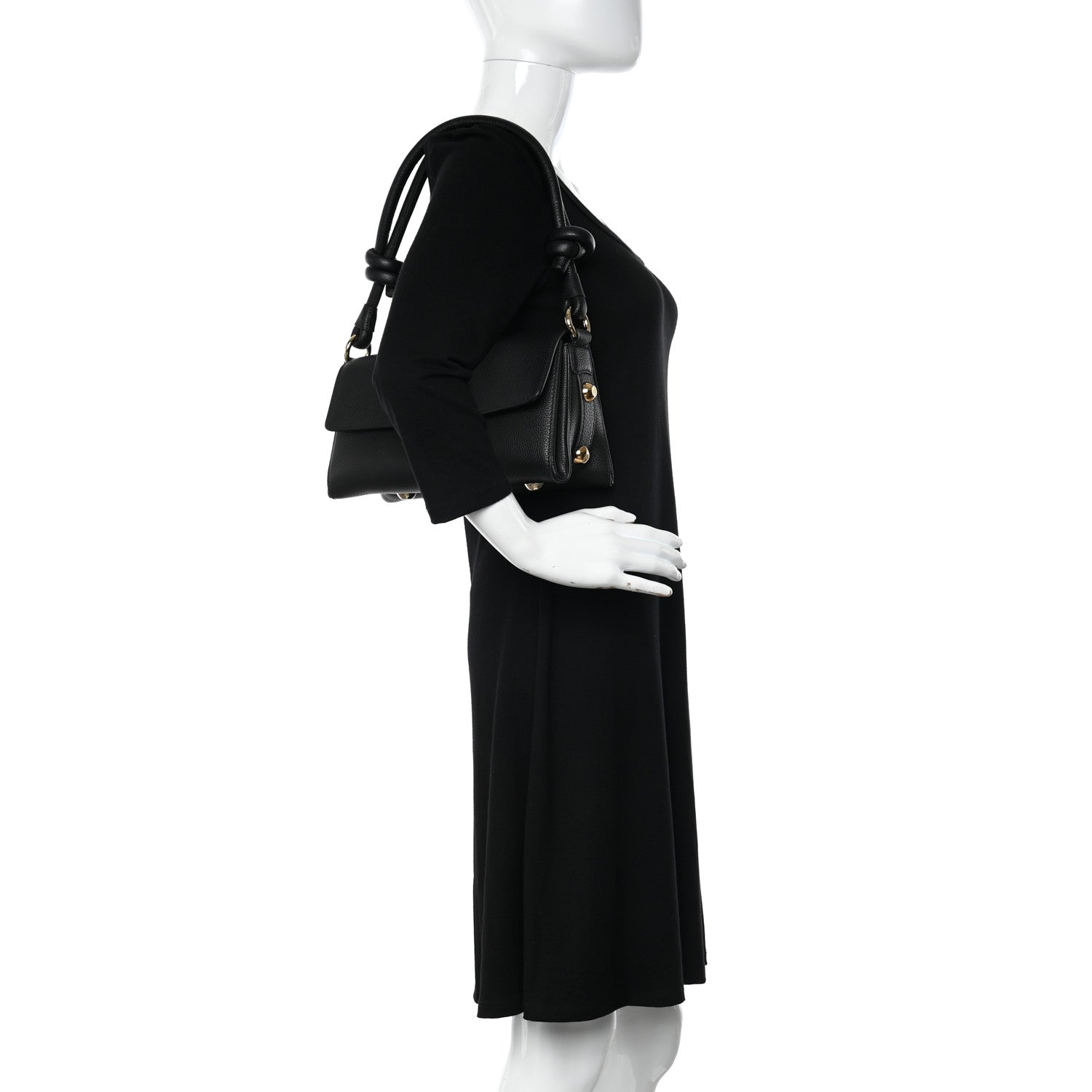 Salvatore Ferragamo Calfskin Glam Shoulder Bag Black 2 of 13