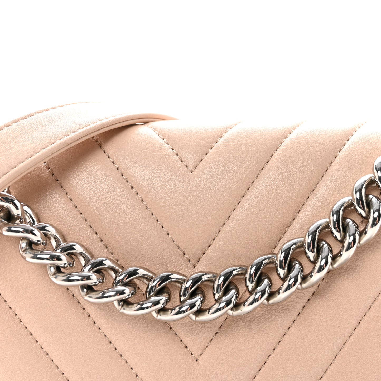 Calfskin Chevron Quilted Medium Boy Flap Light Pink