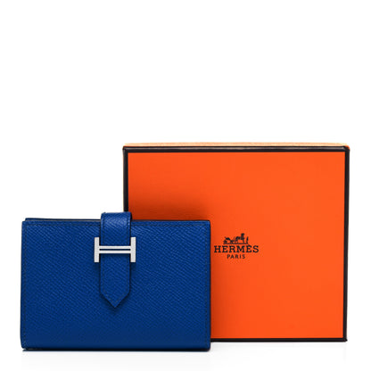 Hermes Epsom Bearn Card Holder Wallet Bleu De France 8 of 8