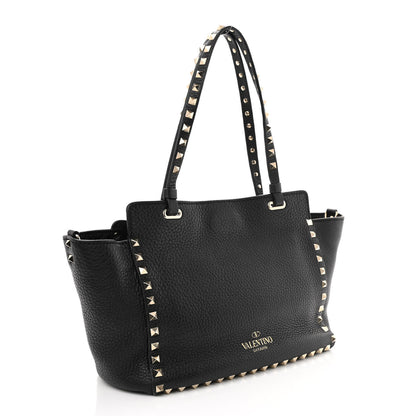 Valentino Garavani Grained Calfskin Small Rockstud Tote Black 2 of 10