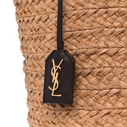 Saint Laurent Raffia Calfskin Small Panier Tote Naturale Nut 7 of 14