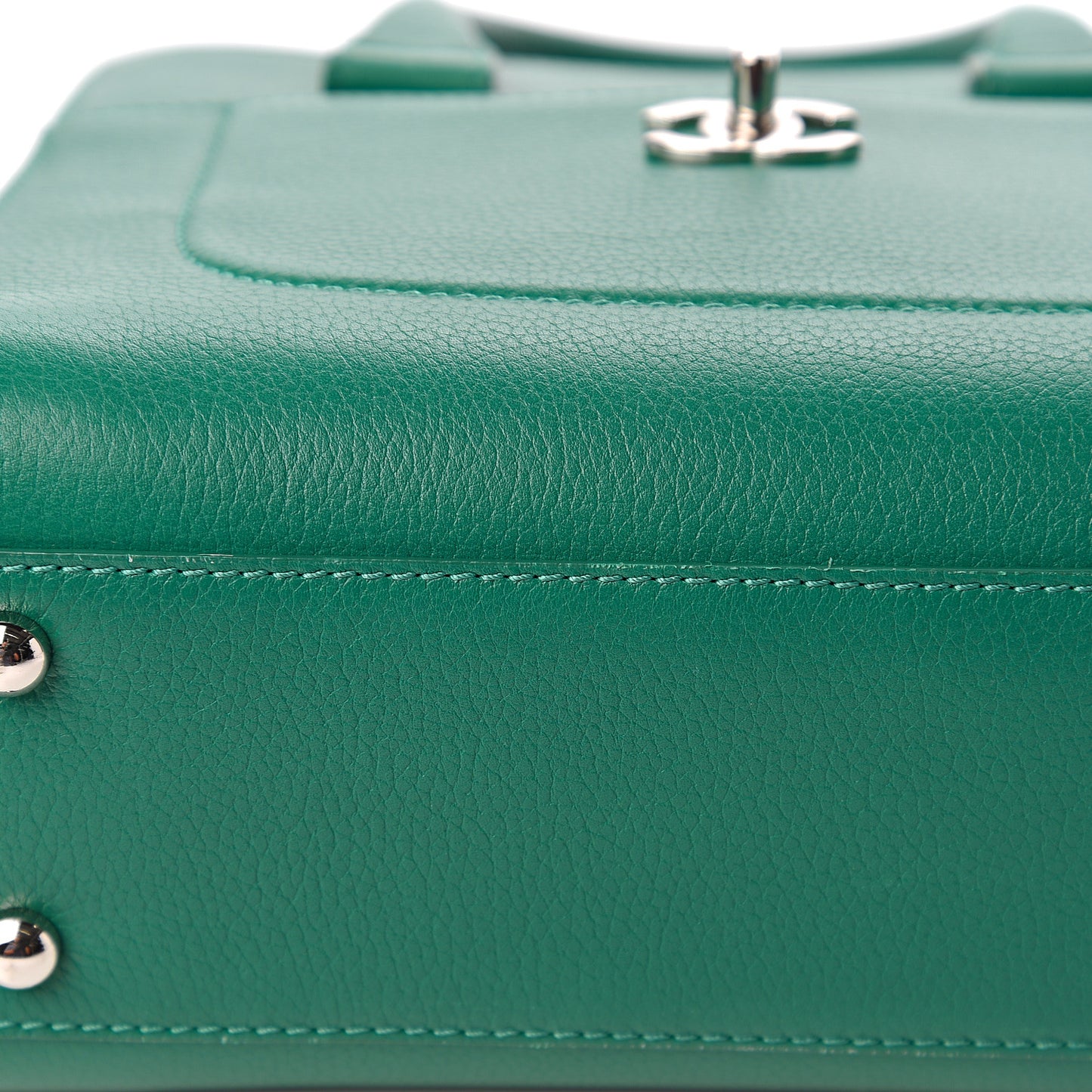 Grained Calfskin Mini Neo Executive Shopper Tote Green