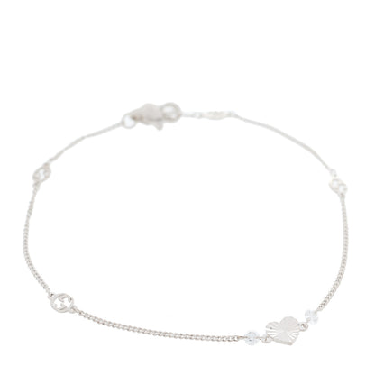 Gucci 18K White Gold Diamond Heart GG Station Bracelet 1 of 4