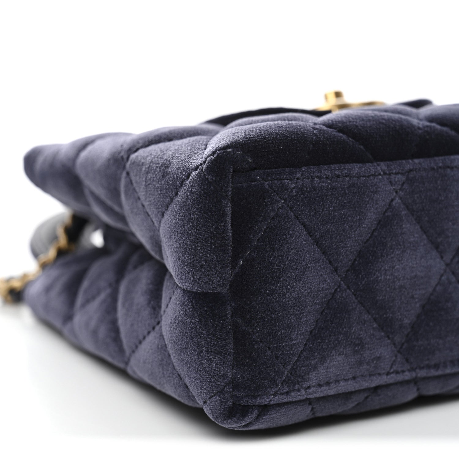 Chanel Velvet Quilted Nano Kelly Shopper Navy 9 of 11