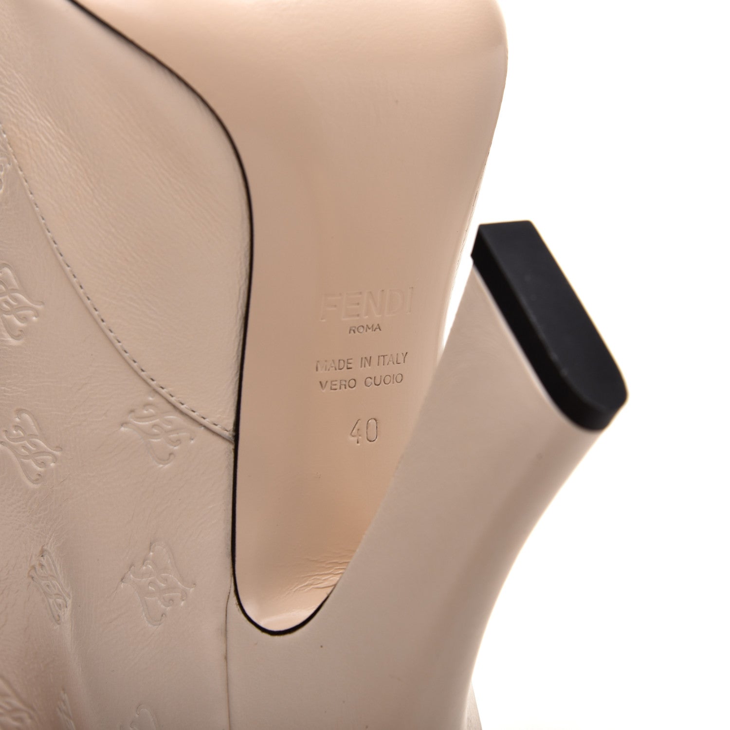 Fendi Vitello Karligraphy Embossed FFreedom High Heel Ankle Boots 40 Pink 6 of 10