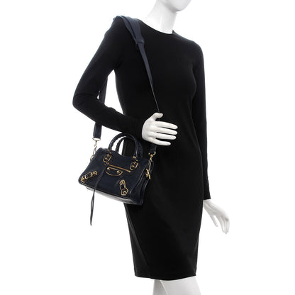 Balenciaga Chevre Gold Metallic Edge Hardware Mini City Bleu Nuit 2 of 9