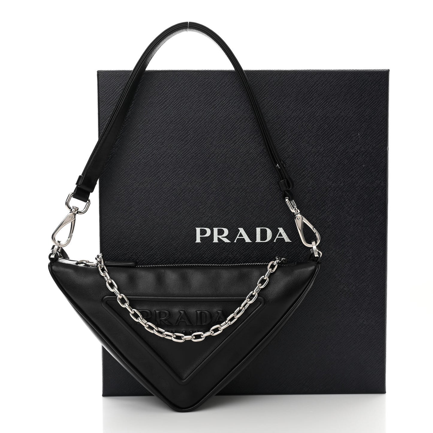 Grace Lux Triangle Logo Embossed Mini Triangle Bag Black