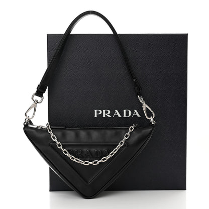 Prada Grace Lux Triangle Logo Embossed Mini Triangle Bag Black 9 of 9