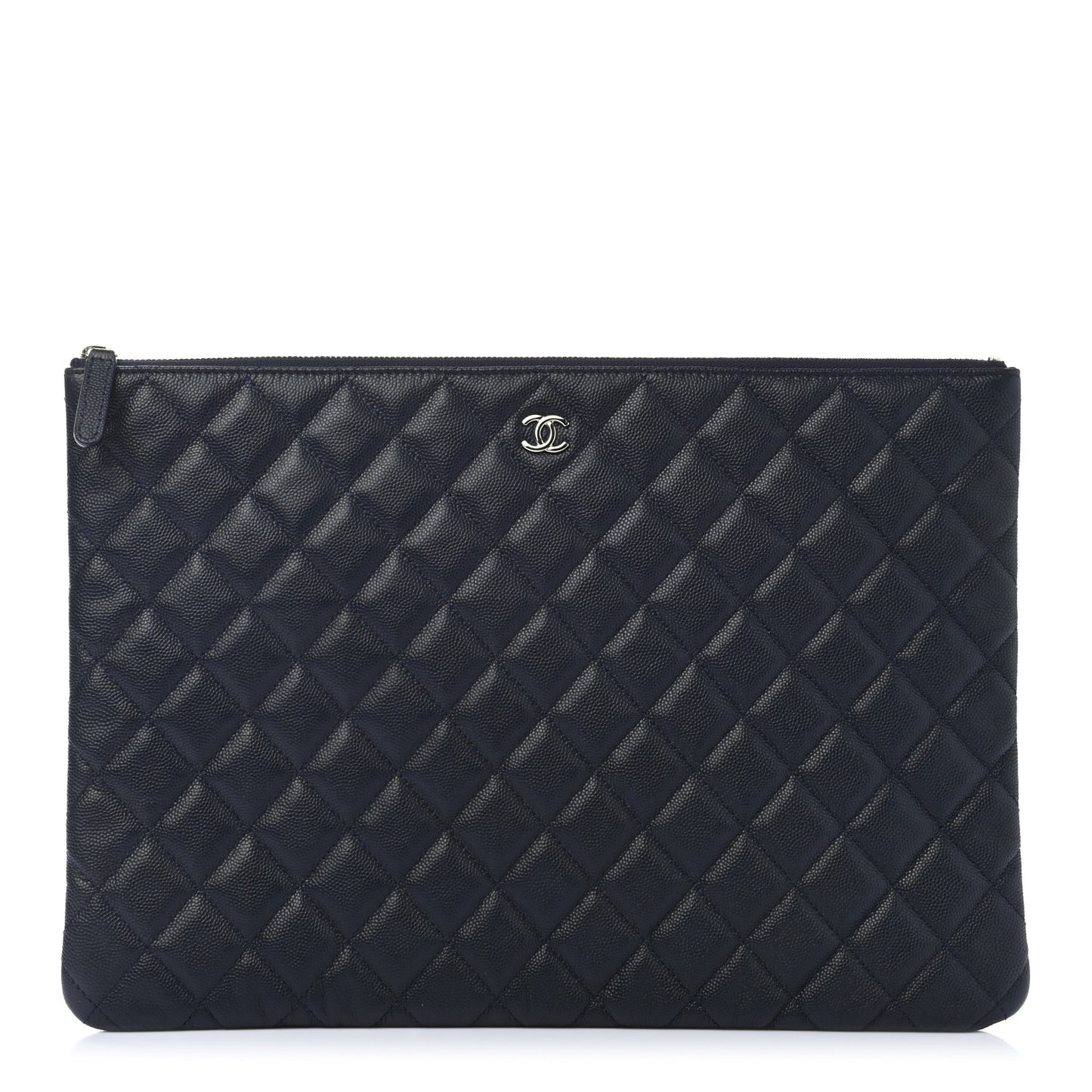 Caviar Quilted Large Cosmetic Case Navy