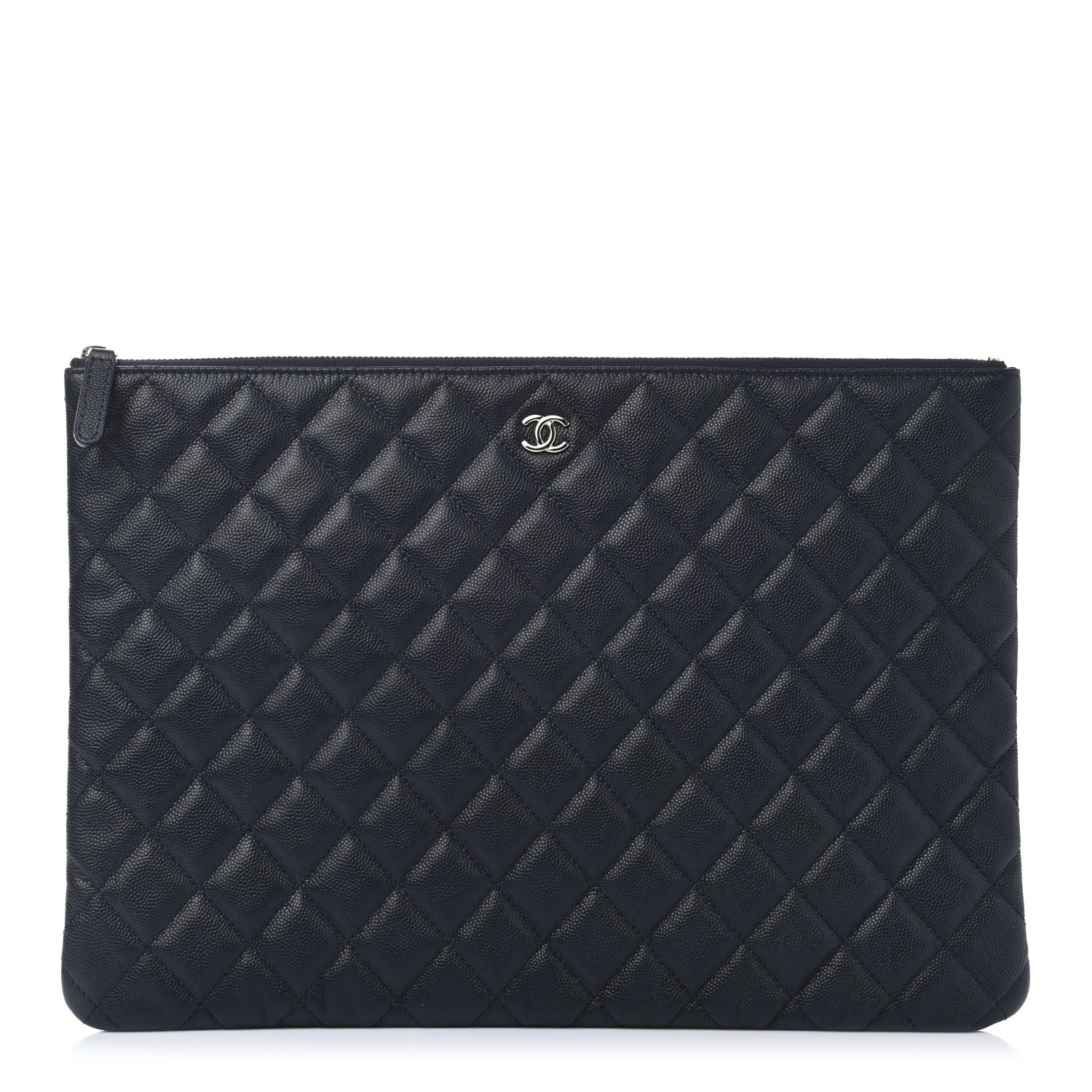 Chanel Caviar Quilted Large Cosmetic Case Navy 1 of 8