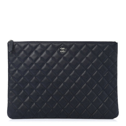 Chanel Caviar Quilted Large Cosmetic Case Navy 1 of 8