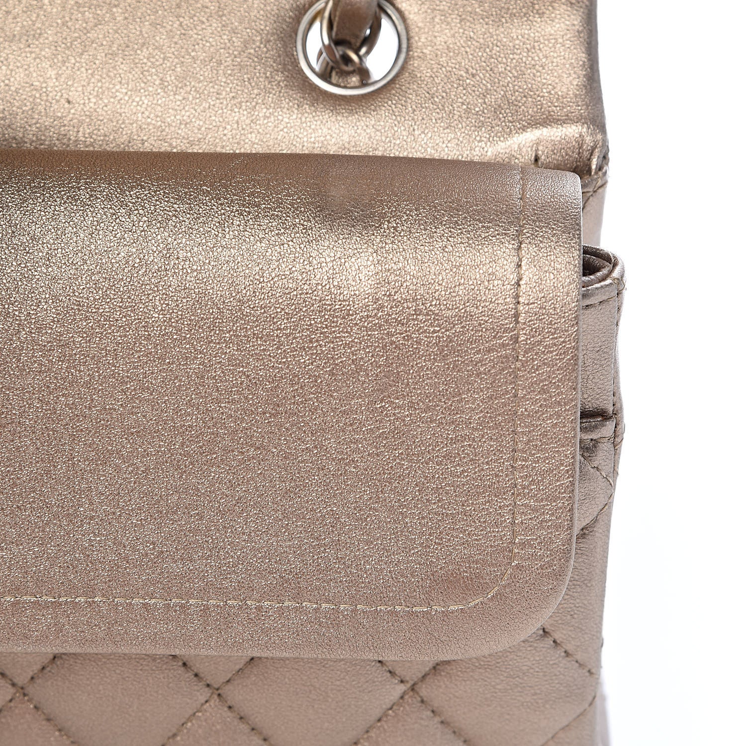 Chanel Metallic Lambskin Quilted Medium Double Flap Gold 9 of 16