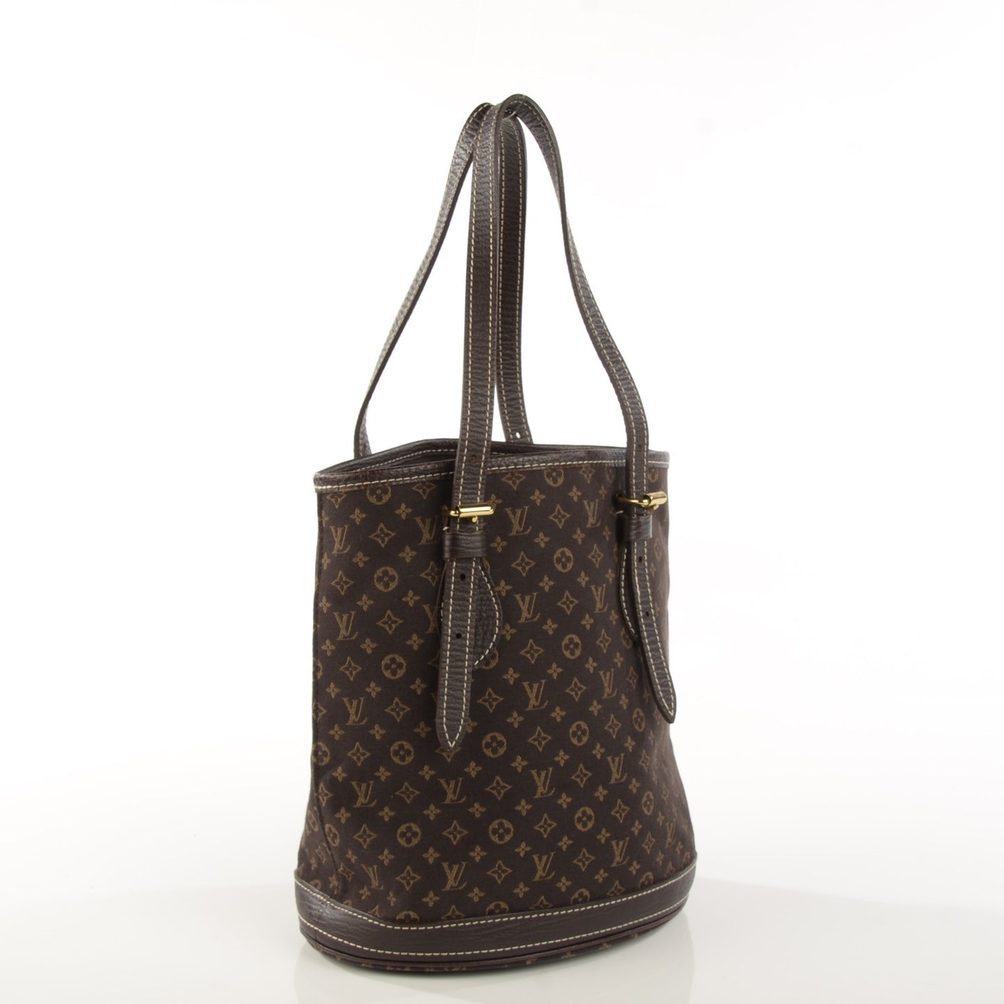 Mini Lin Monogram Bucket Bag Ebene