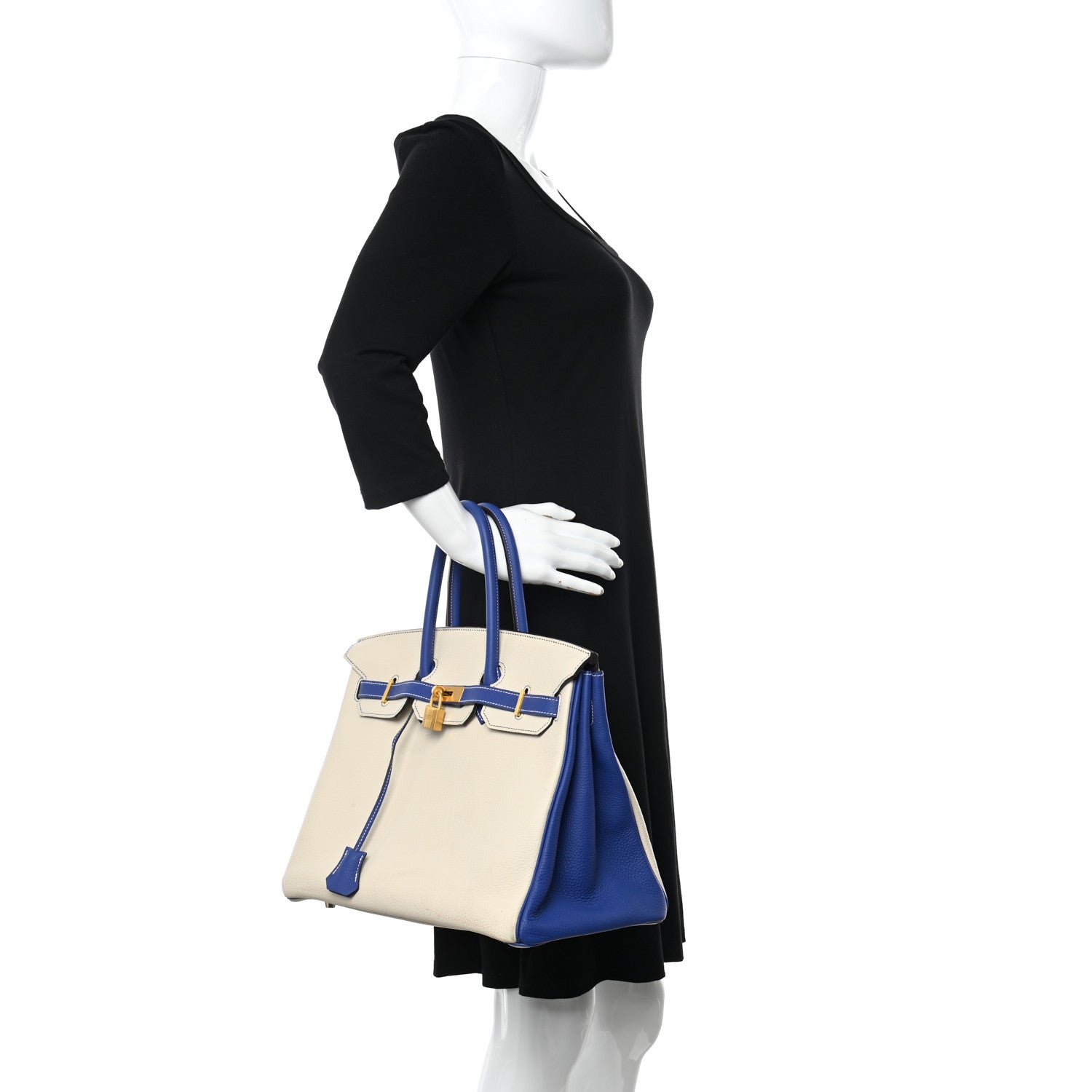 Hermes Togo Horseshoe Birkin 35 Craie Bleu Electric 3 of 20