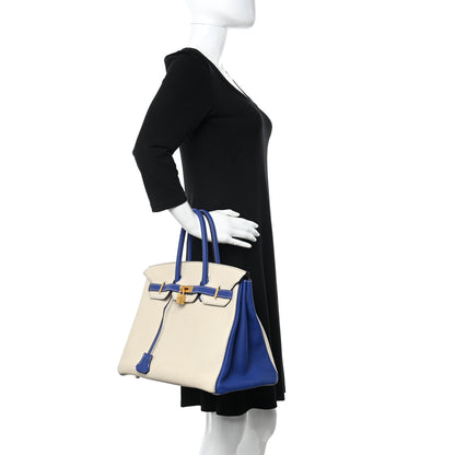 Hermes Togo Horseshoe Birkin 35 Craie Bleu Electric 3 of 20