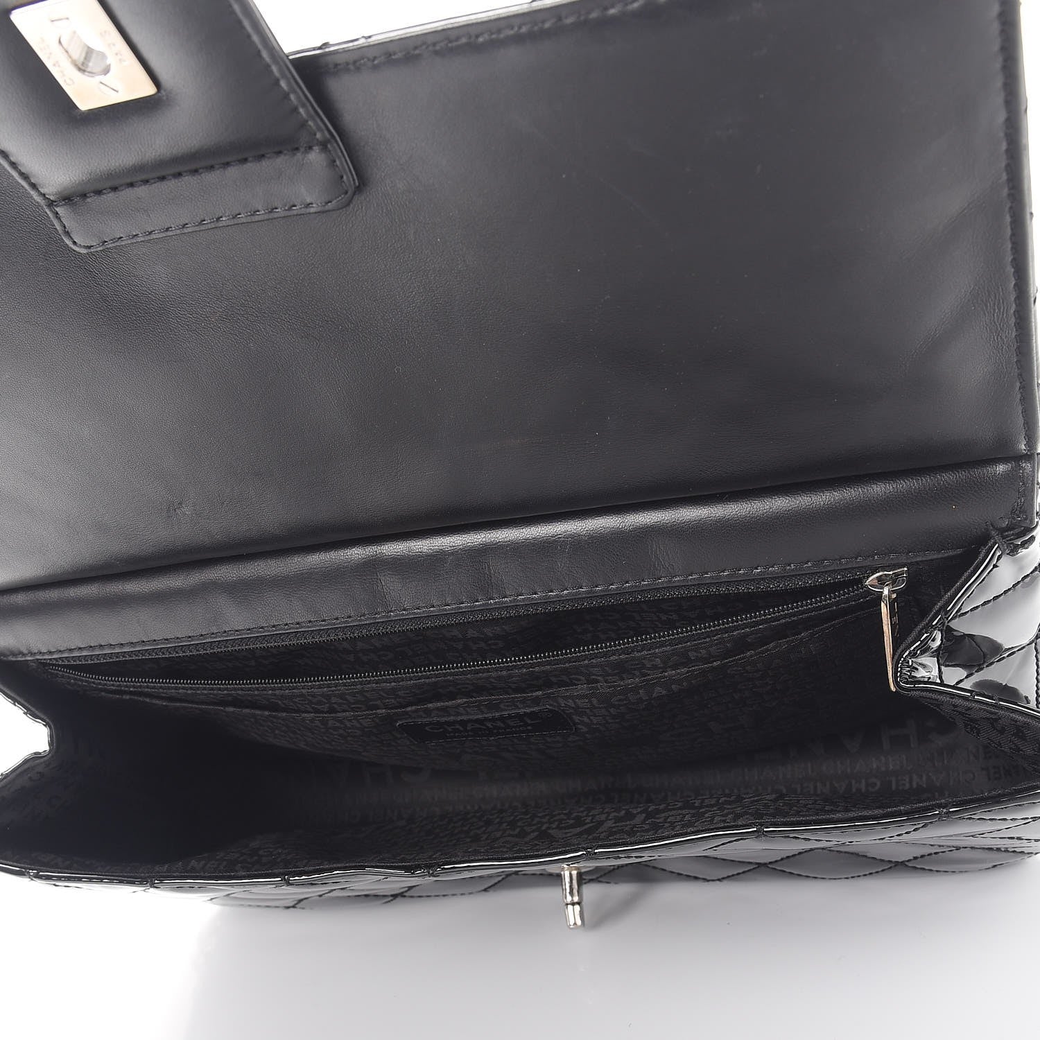 Chanel Patent Quilted Jumbo Diagonal CC Flap Black 5 of 12