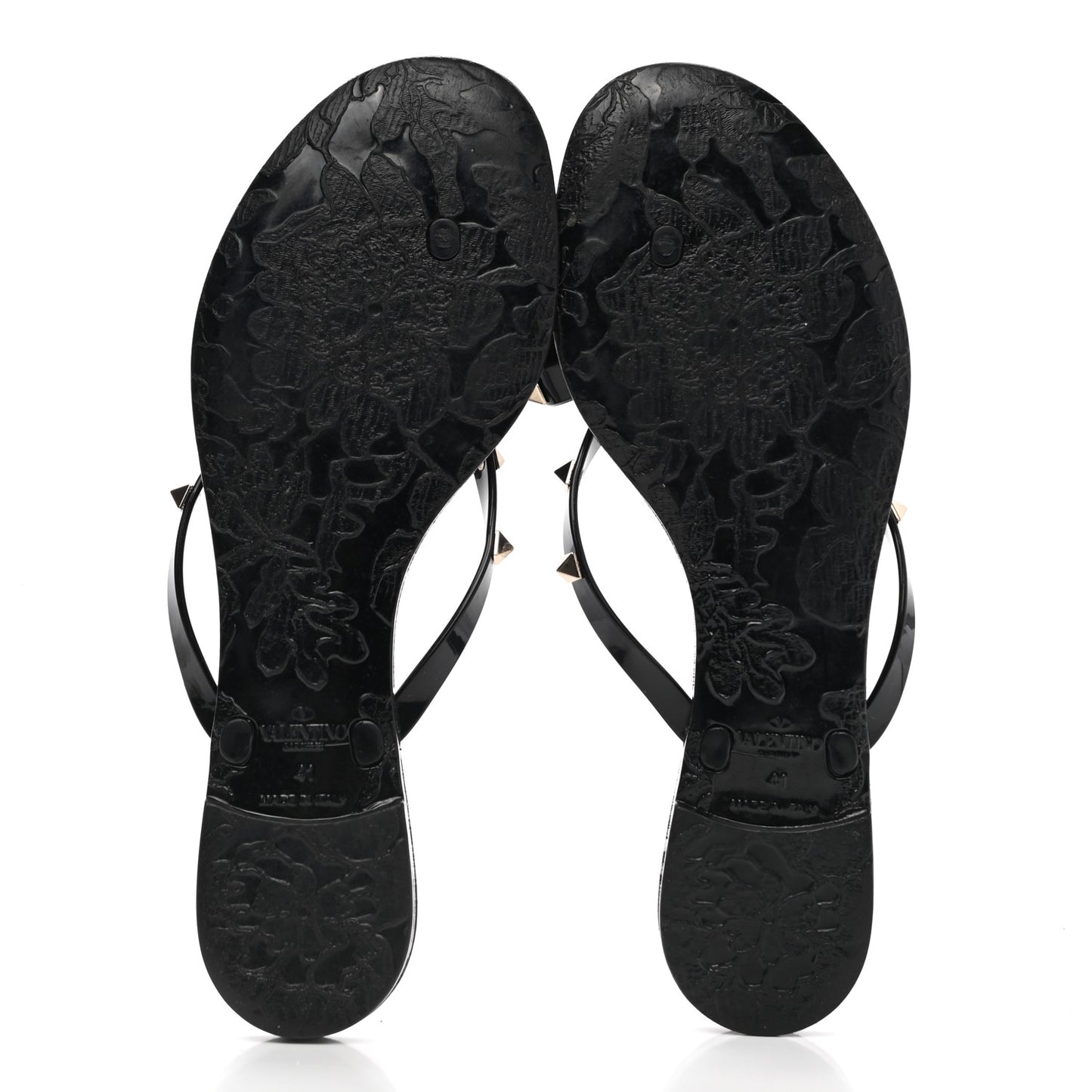 PVC Jelly Rockstud Bow Thong Sandals 41 Black