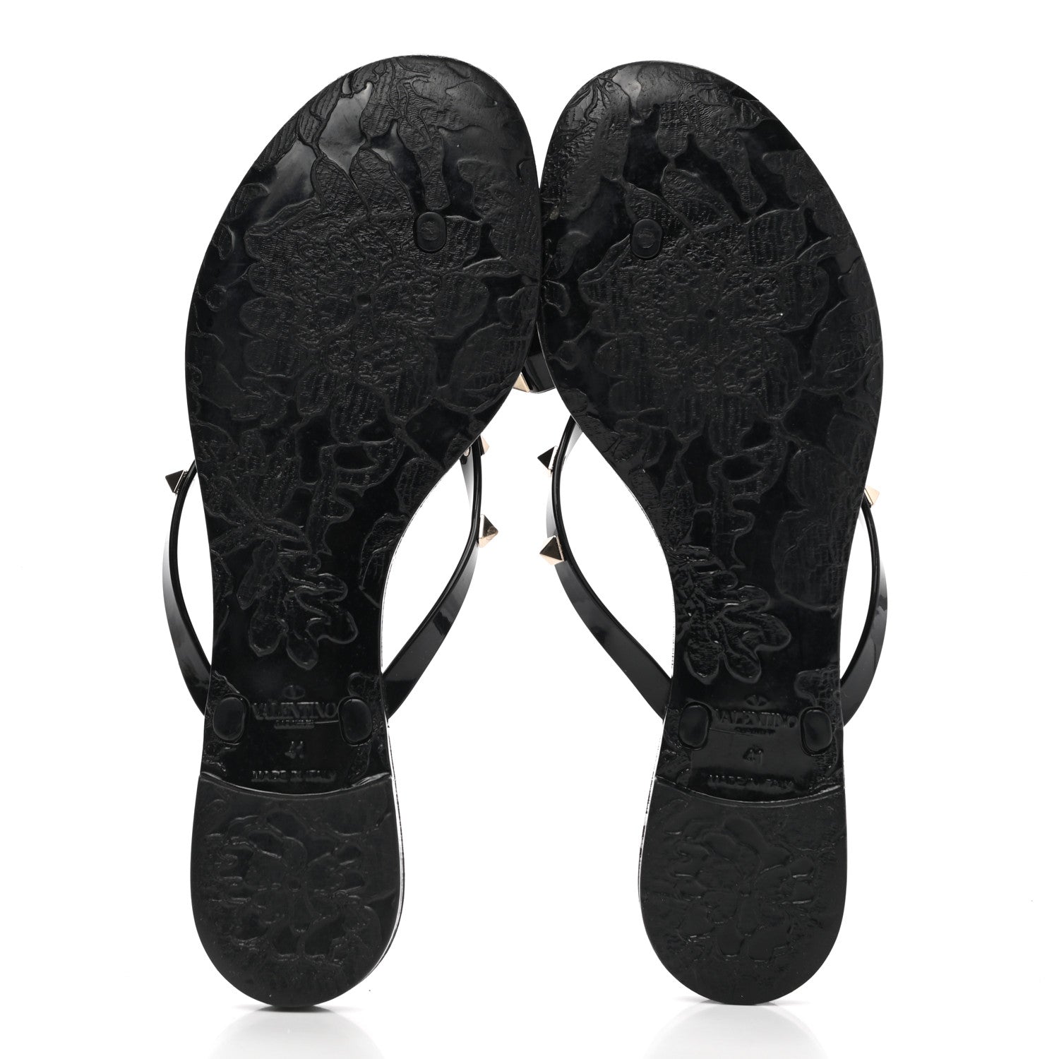 Valentino Garavani PVC Jelly Rockstud Bow Thong Sandals 41 Black 5 of 8