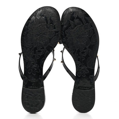 Valentino Garavani PVC Jelly Rockstud Bow Thong Sandals 41 Black 5 of 8