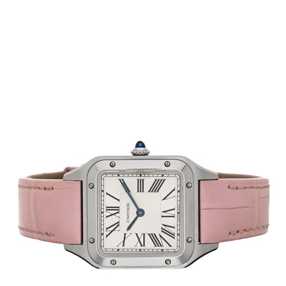 Cartier Stainless Steel Alligator 27.5mm Santos Dumont Quartz Watch Pink 2 of 5