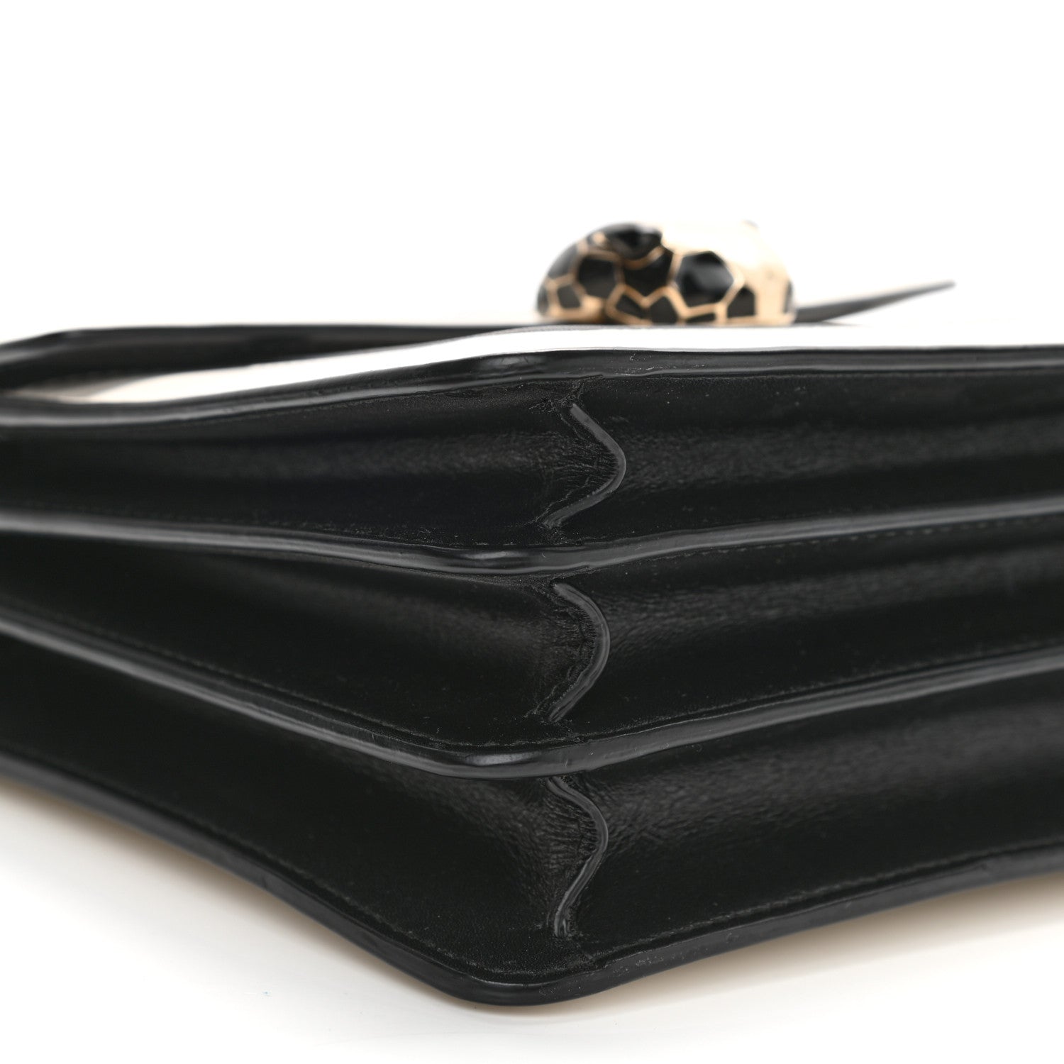 Bulgari Calfskin Serpenti Forever Top Handle White Black 8 of 14