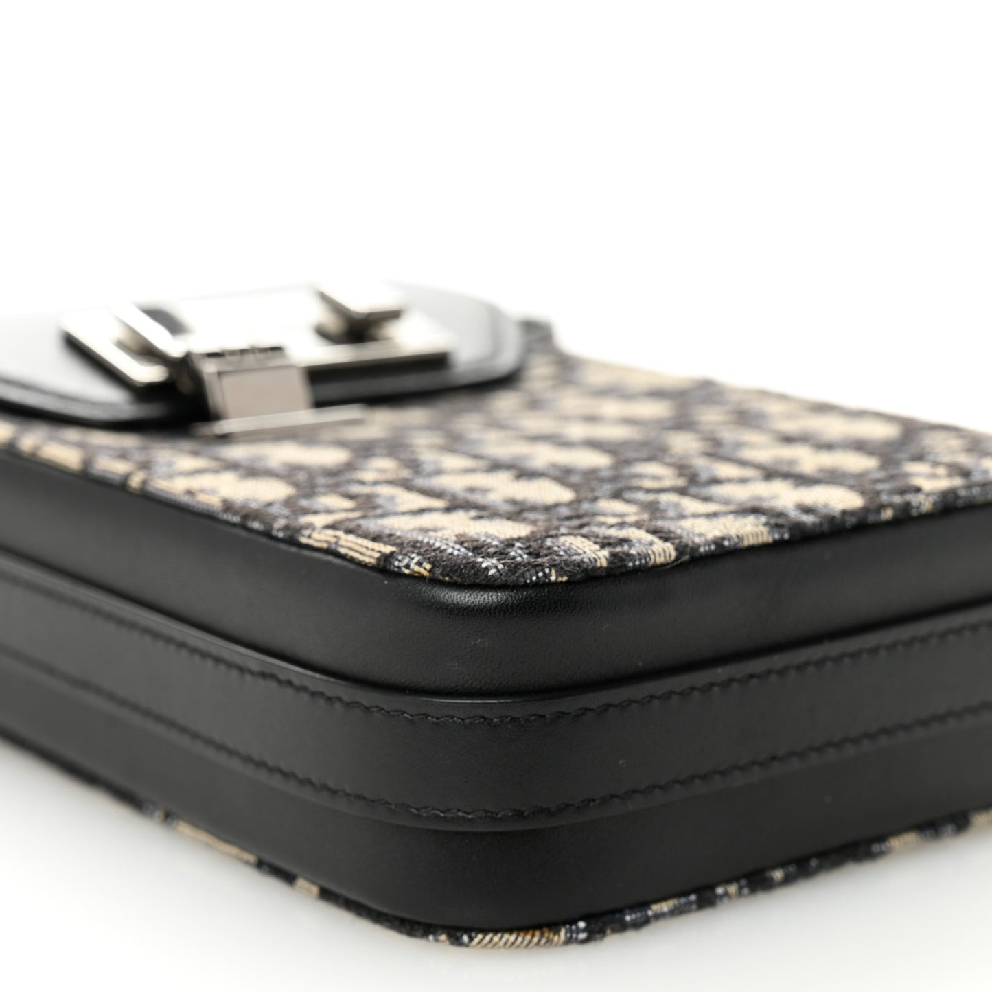 Oblique Calfskin Vertical Pouch Black