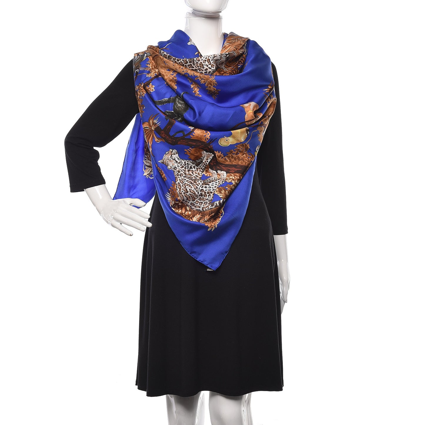 Silk Mousseline Equateur Shawl 140 Bleu Klein Marron Jaune Pale