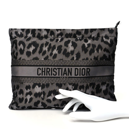 Christian Dior Canvas Embroidered Mizza Diortravel Zipped Pouch Black Grey 2 of 8
