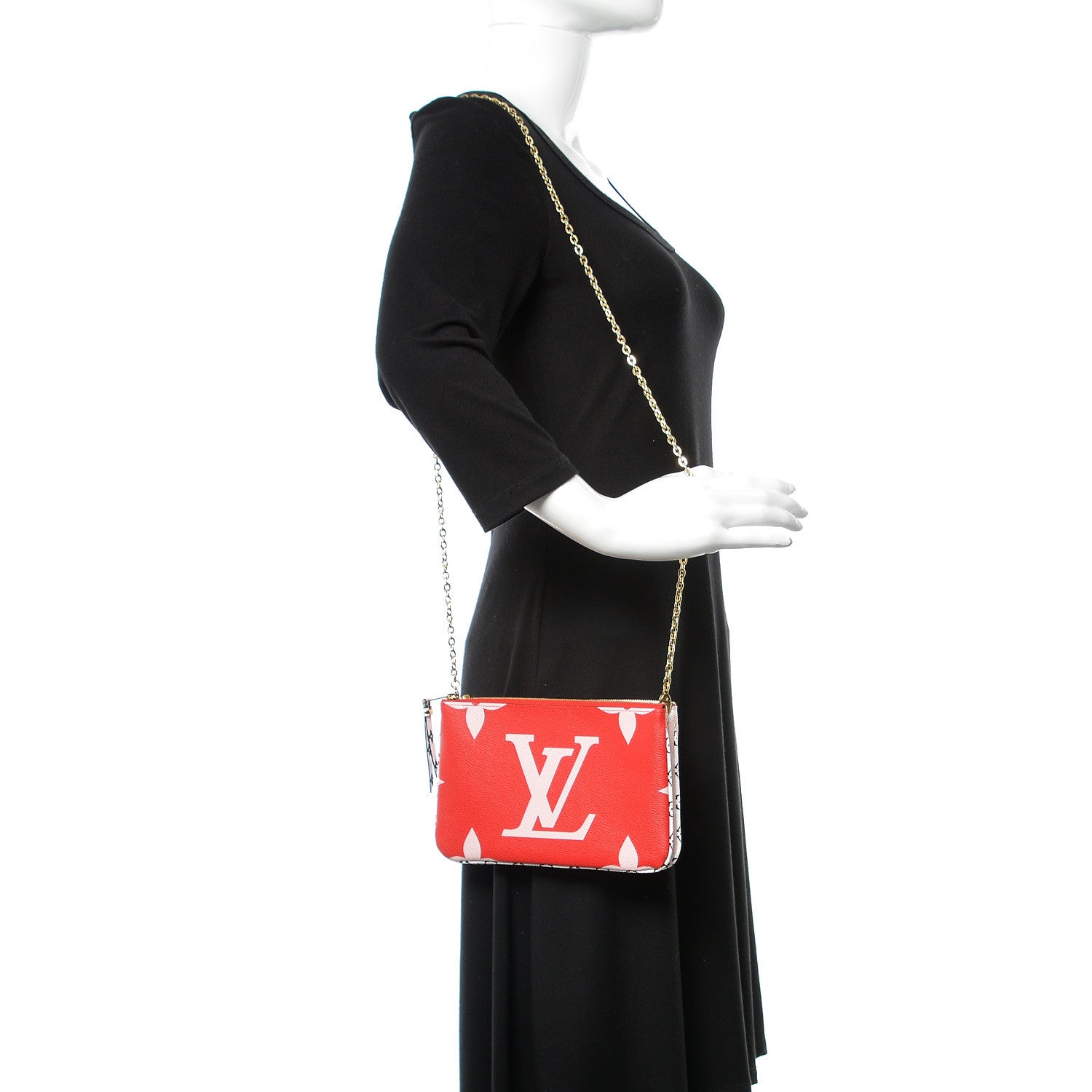 Louis Vuitton Monogram Giant Double Zip Pochette Rouge 2 of 11