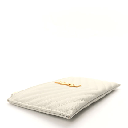 Saint Laurent Grain De Poudre Chevron Monogram Bill Pouch Crema Soft 4 of 9