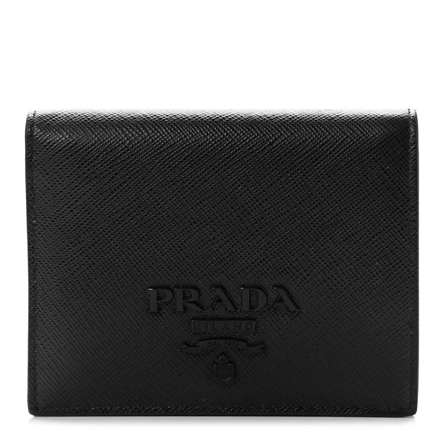 Prada Saffiano Shine Bi-Fold Wallet Black 1 of 9