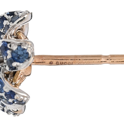 Gucci 18K Rose White Gold Diamond Blue Sapphire Flora Orchid Stud Earrings 4 of 5