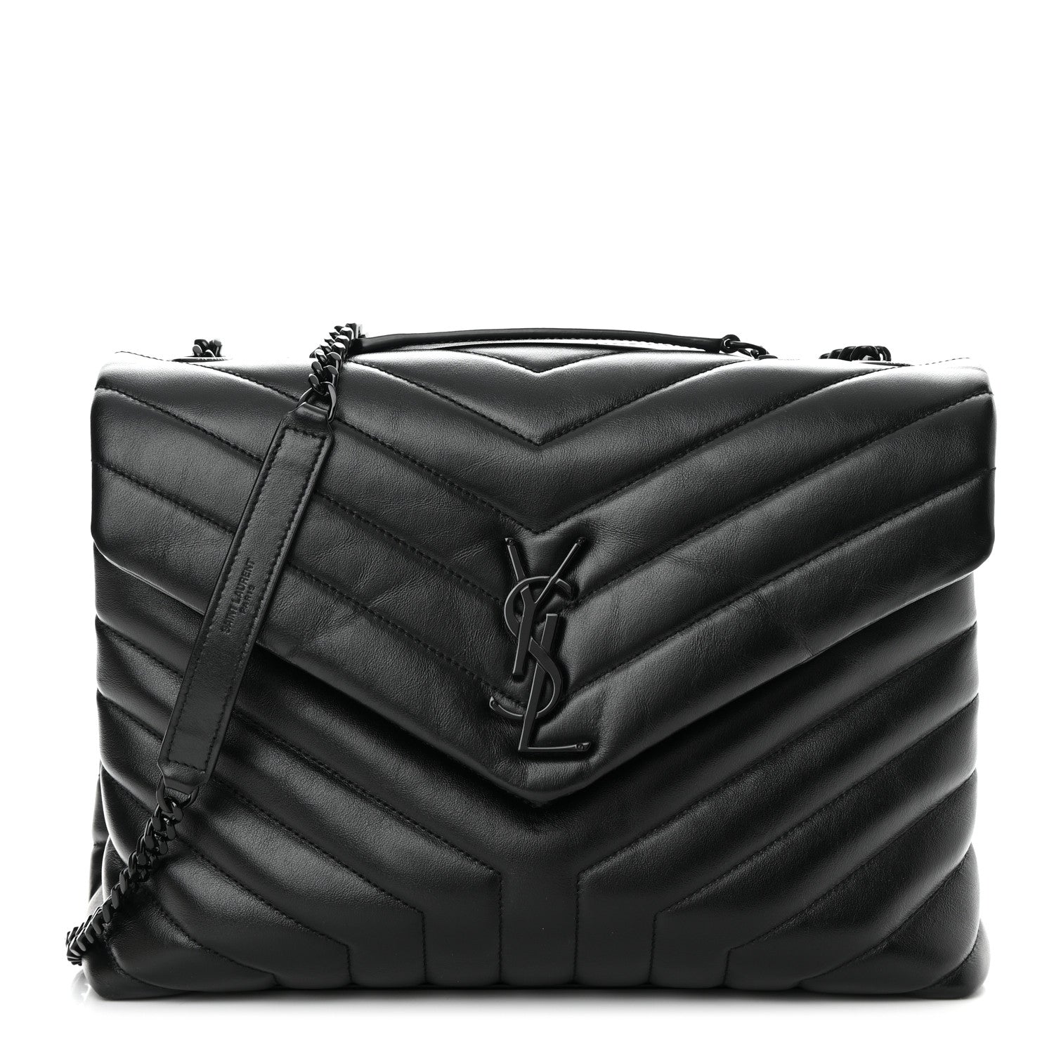 Saint Laurent Calfskin Y Quilted Monogram Monochrome Medium Loulou Chain Satchel Black 1 of 10