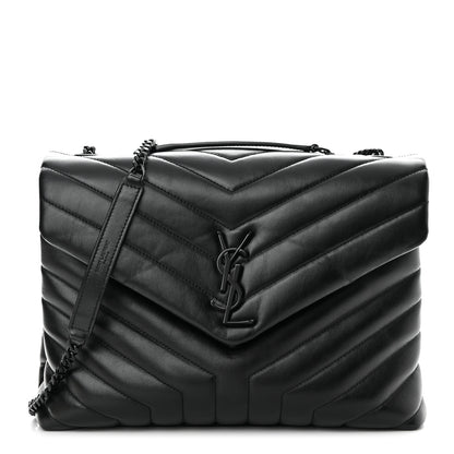 Saint Laurent Calfskin Y Quilted Monogram Monochrome Medium Loulou Chain Satchel Black 1 of 10