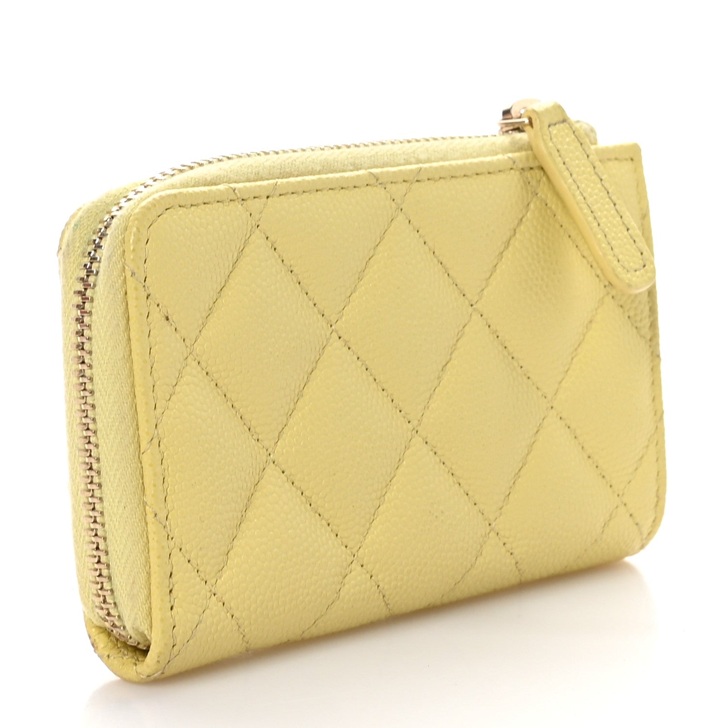 Chanel Caviar Quilted Zipped Key Holder Case Yellow 3 of 7