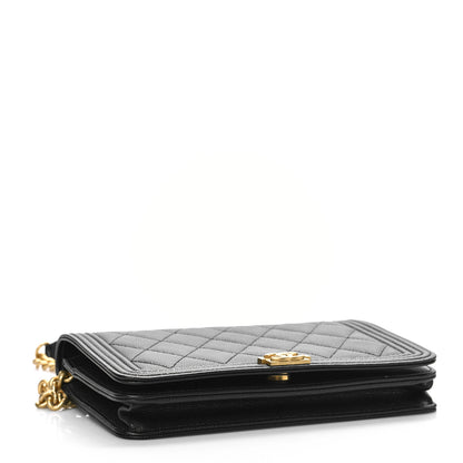 Chanel Caviar Quilted Boy Wallet On Chain WOC Black 4 of 10
