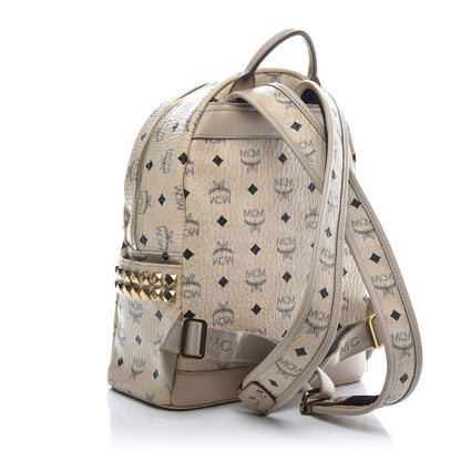 MCM Visetos Small Side Stud Stark Backpack Beige 2 of 10